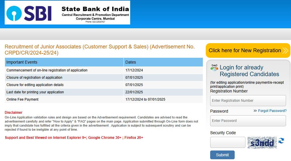 sbi clerk apply online 2024-2025
